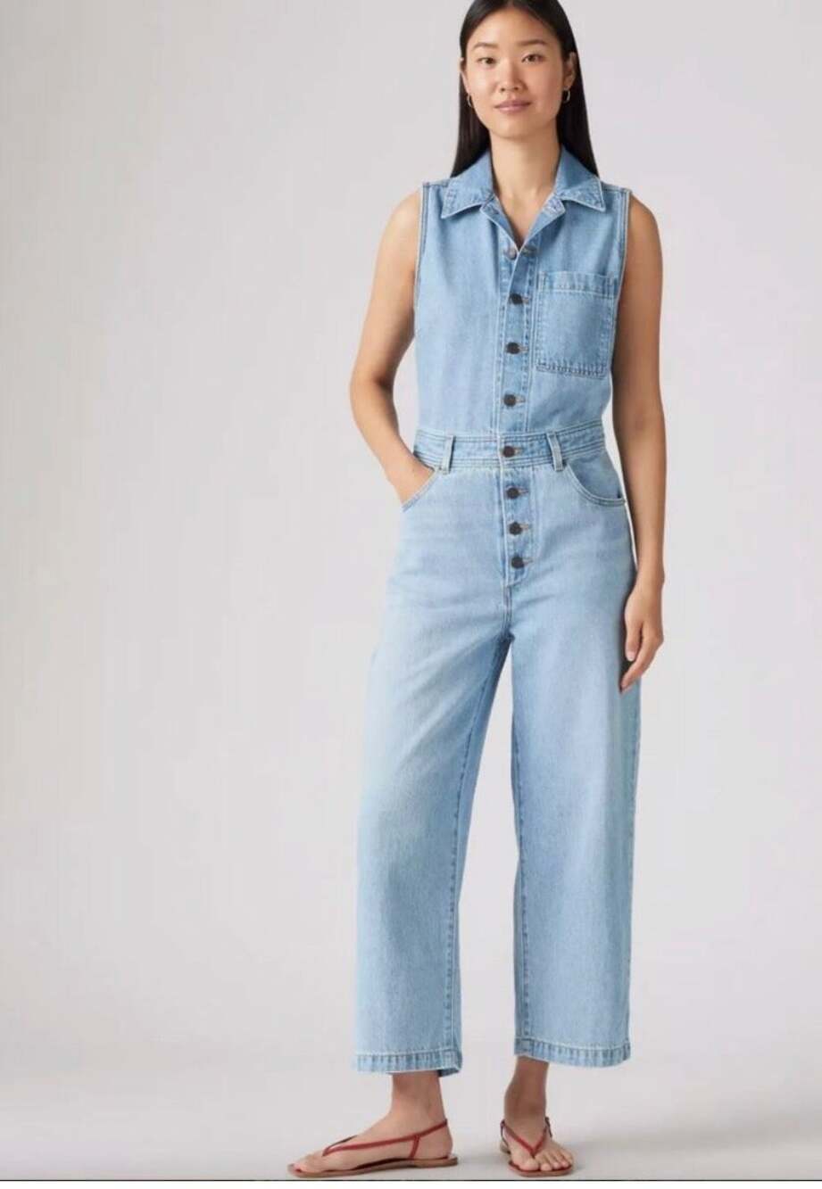 Levis Lightweight Sleeveless Denim Jumpsuit Playsuit Light Blue L